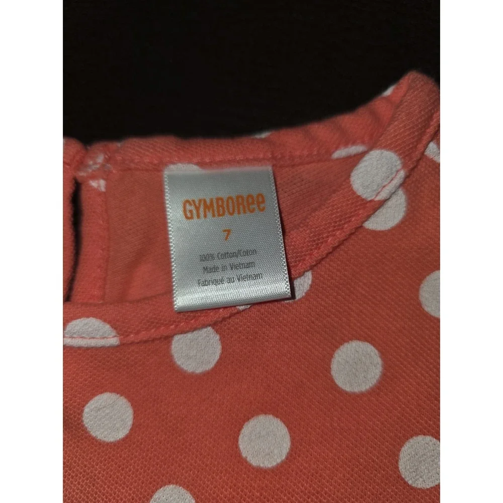 Gymboree preppy peach polka dot dress size 7